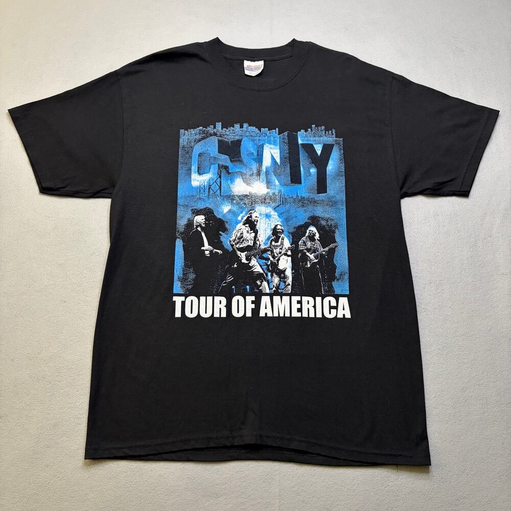 CSNY 2002 Tour of America Band T-Shirt Men’s L Black Crosby Stills Nash Young
